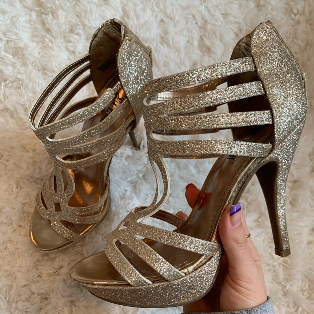 Gold high heels